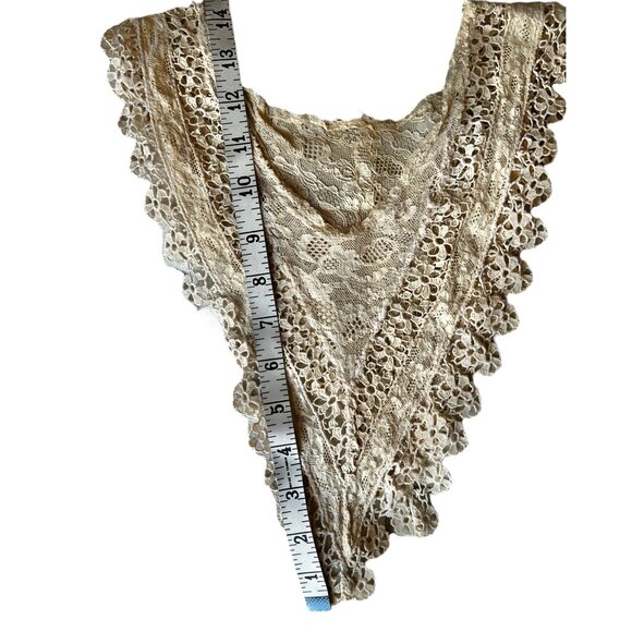 Antique French Net Lace Collar with Crochet Victorian Style Dark Cream - Picture 14 of 16